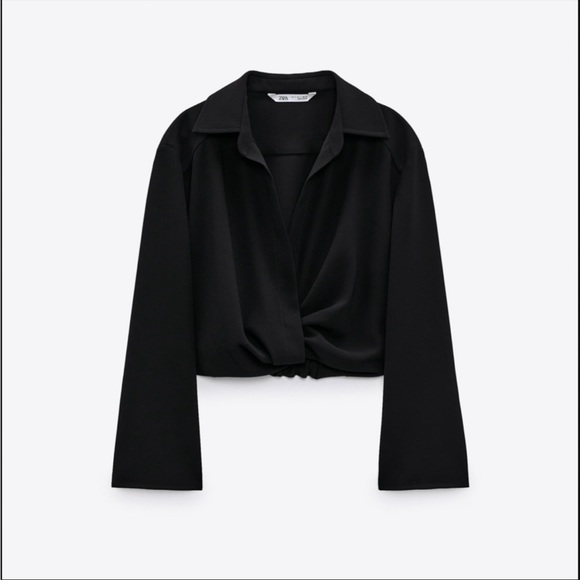 Zara Pleated Twist Front Crop Top - Picture 1 of 4